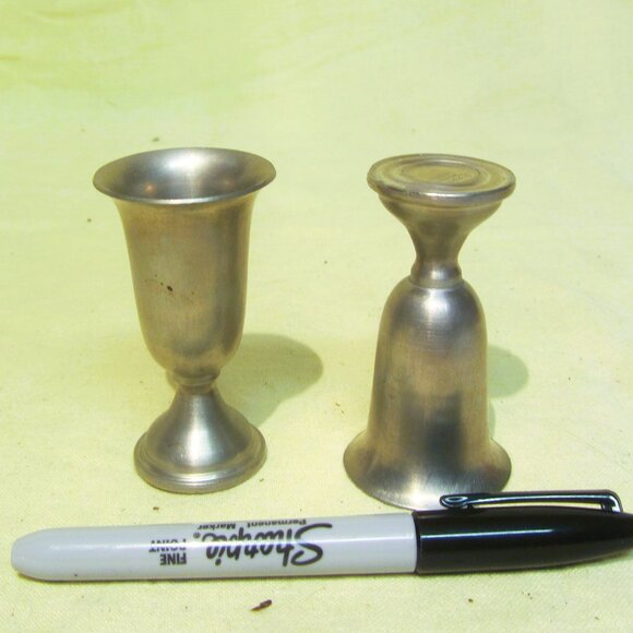 TG EMPIRE PEWTER WEIGHTED CORDIAL/SHOT GLASSES SET OF 2 - Picture 1 of 5
